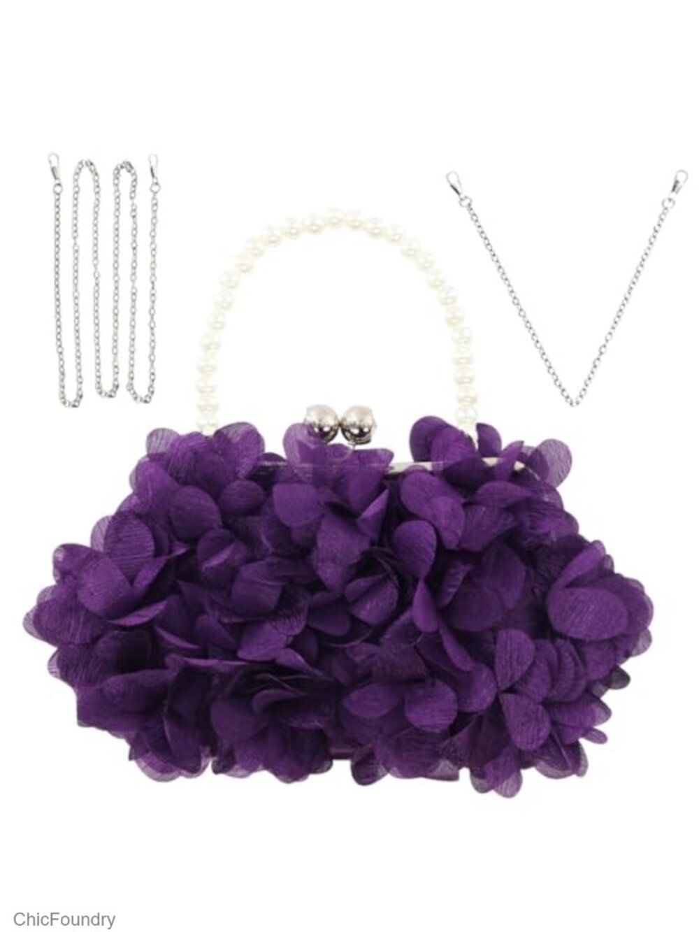 Small Floral Clutch Bag with Detachable Chain for Wedding Party Prom